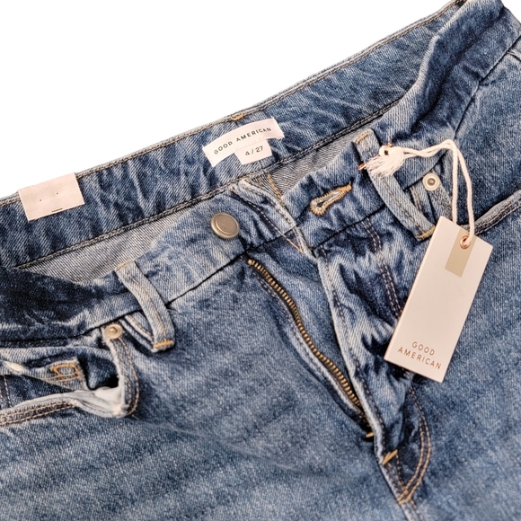 Good American Vintage Straight Leg Distressed Blue Jeans Womens Size 4/27 NWT - Picture 4 of 15
